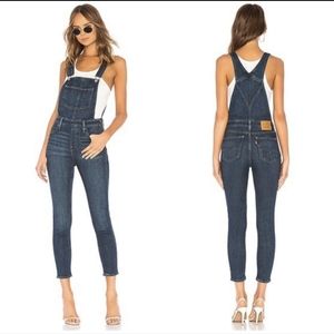 Levi's 26 Skinny Stretch Overalls Denim Dark Wash